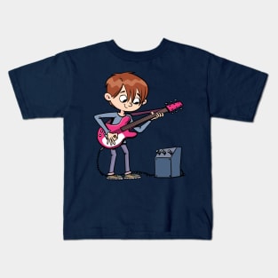 boy plays an electric guitar Kids T-Shirt